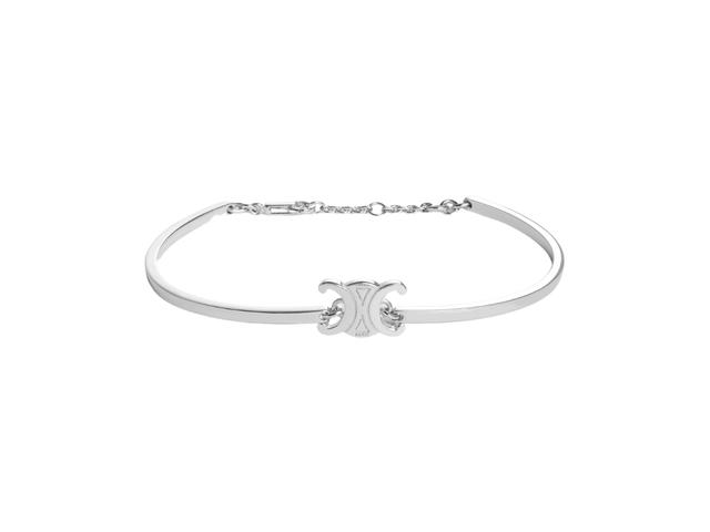Celine Celine Triomphe Articulated Bracelet In Brass With Rhodium Finish Hardware Silver - view 1