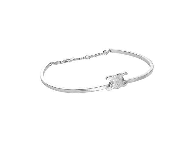 Celine Celine Triomphe Articulated Bracelet In Brass With Rhodium Finish Hardware Silver - view 2