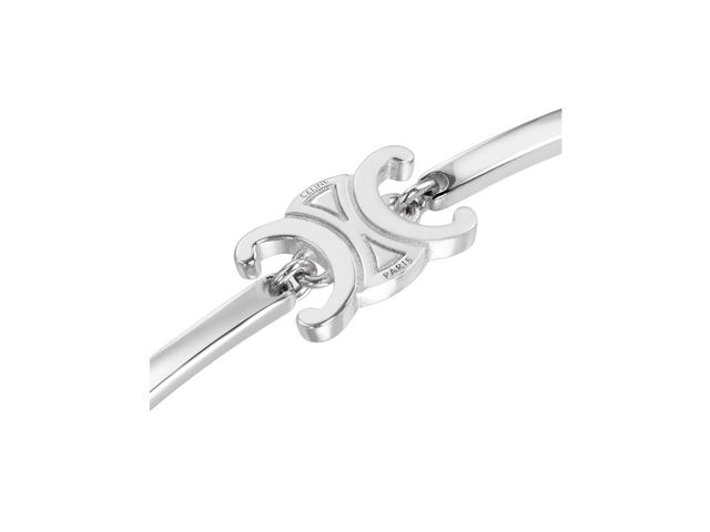 Celine Celine Triomphe Articulated Bracelet In Brass With Rhodium Finish Hardware Silver - view 3