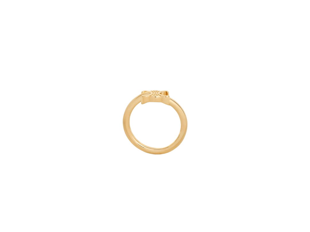 Celine Celine Triomphe Asymmetric Ring In Brass With Gold Finish Gold