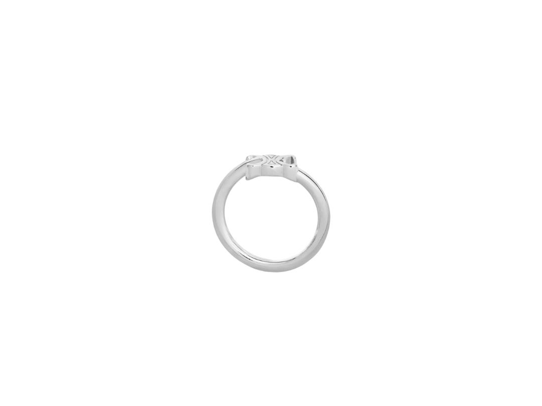Celine Celine Triomphe Asymmetric Ring In Brass With Rhodium Finish Silver