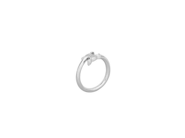 Celine Celine Triomphe Asymmetric Ring In Brass With Rhodium Finish Silver - view 2