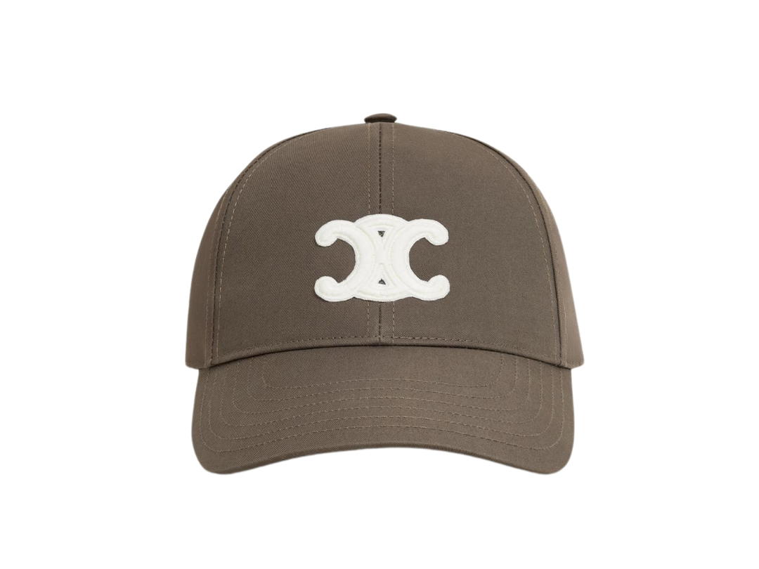 Celine Celine Triomphe Baseball Cap In Cotton Dark Taupe