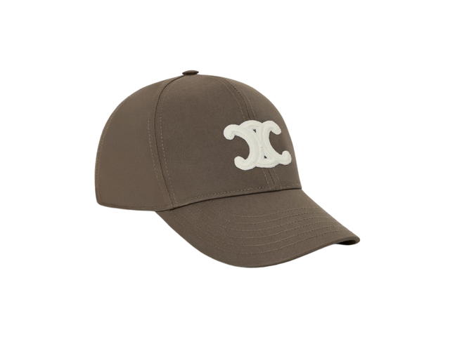 Celine Celine Triomphe Baseball Cap In Cotton Dark Taupe - view 2