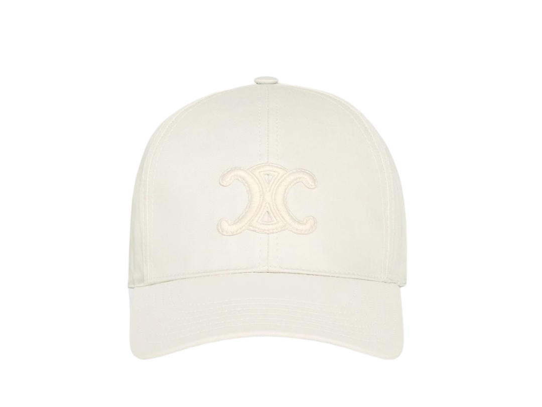 Celine Celine Triomphe Baseball Cap In Cotton Ecru