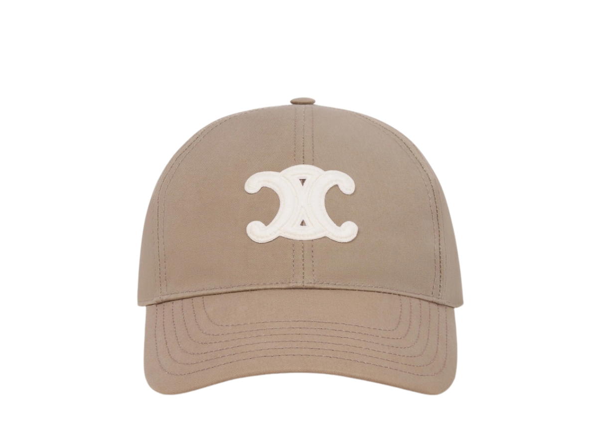 Celine Celine Triomphe Baseball Cap In Cotton Greige