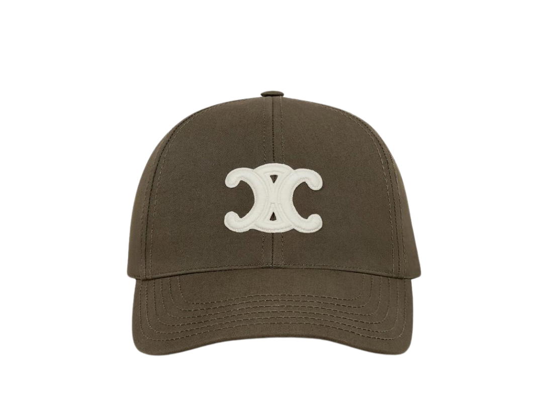 Celine Celine Triomphe Baseball Cap In Cotton Kaki Militaire