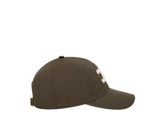 Celine Celine Triomphe Baseball Cap In Cotton Kaki Militaire - view 3