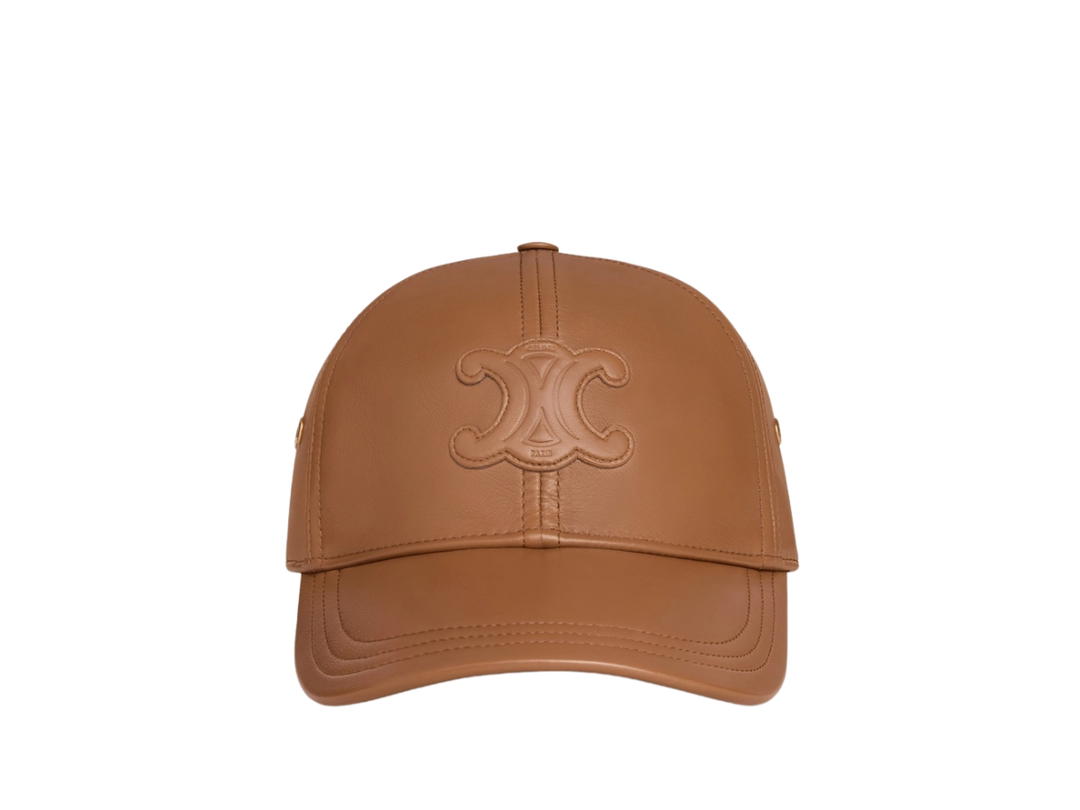 Celine Celine Triomphe Baseball Cap In Lambskin Beige