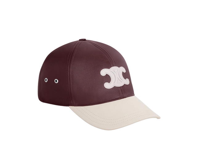 Celine Celine Triomphe Baseball Cap In Lambskin White Bordeaux - view 2