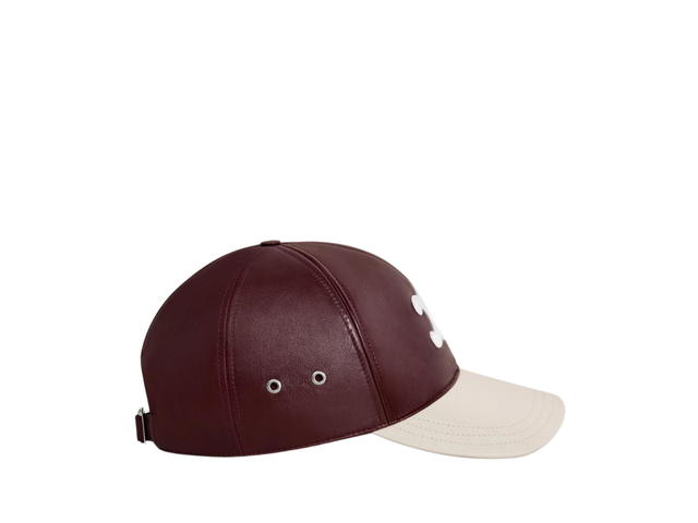 Celine Celine Triomphe Baseball Cap In Lambskin White Bordeaux - view 3