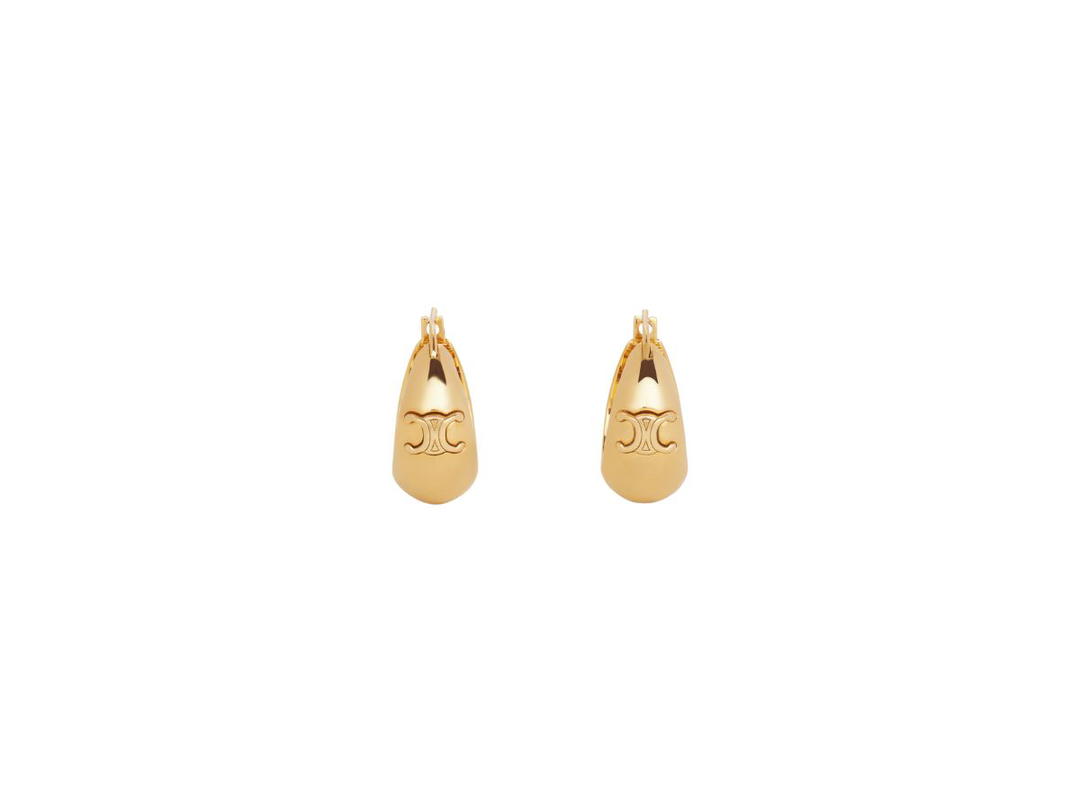 Celine Celine Triomphe Bold Hoops In Brass With Gold Finish Gold