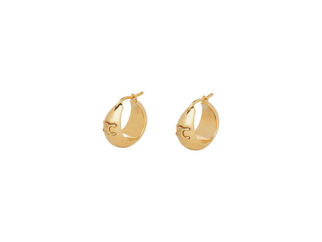 Celine Celine Triomphe Bold Hoops In Brass With Gold Finish Gold - view 2