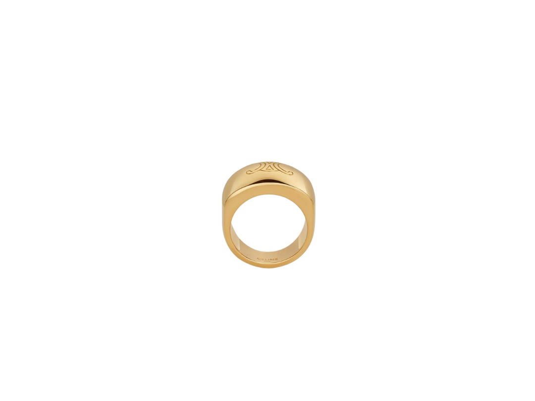 Celine Celine Triomphe Bold Ring In Brass With Gold Finish Gold