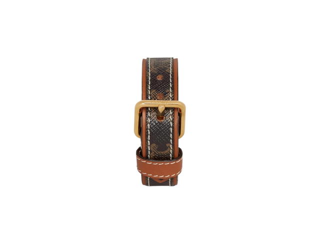 Celine Celine Triomphe Canvas Bracelet In Calfskin Canvas And Brass With Gold Finish Gold Tan - view 2