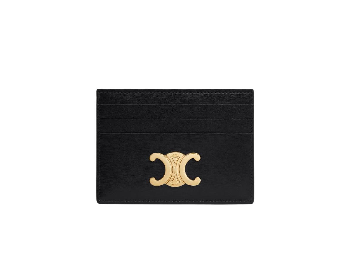 Celine Celine Triomphe Card Holder in Shiny Calfskin Black