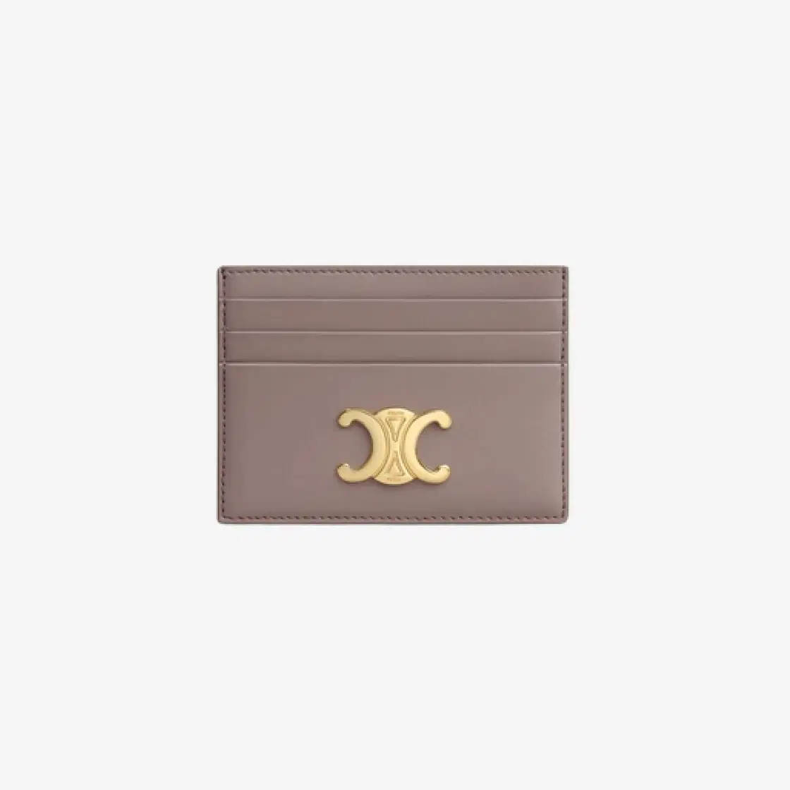 Celine Celine Triomphe Card Holder in Shiny Calfskin Grey Pebble