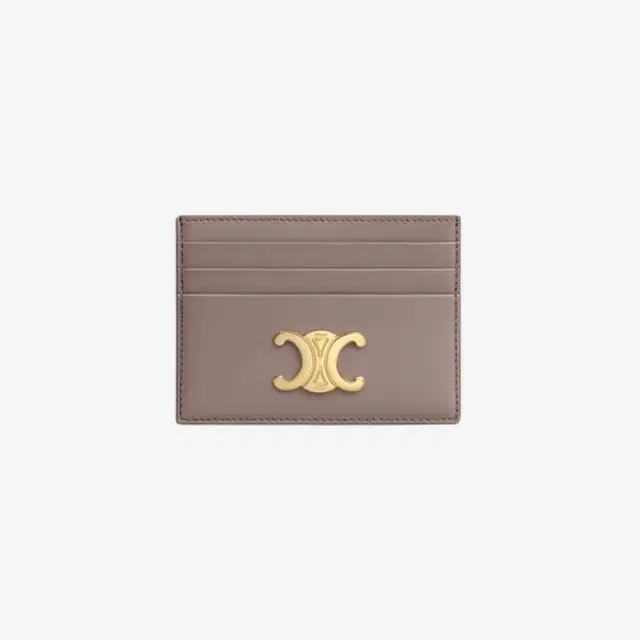 Celine Celine Triomphe Card Holder in Shiny Calfskin Grey Pebble - view 1