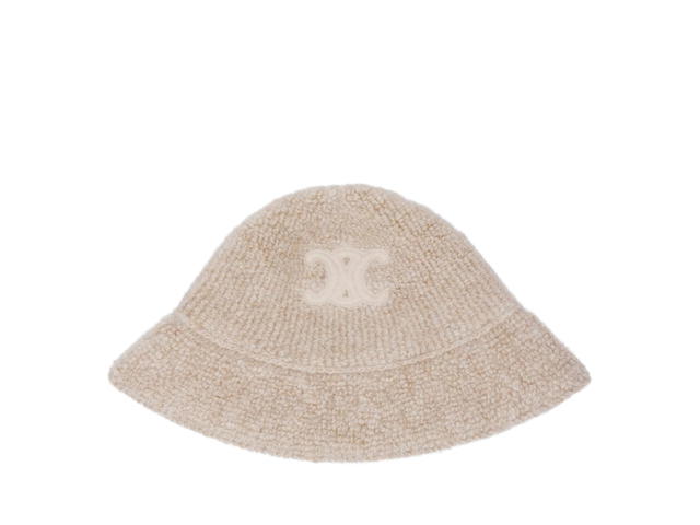 Celine Celine Triomphe Cloche Bucket Hat In Alpaca Wool Oatmeal - view 1