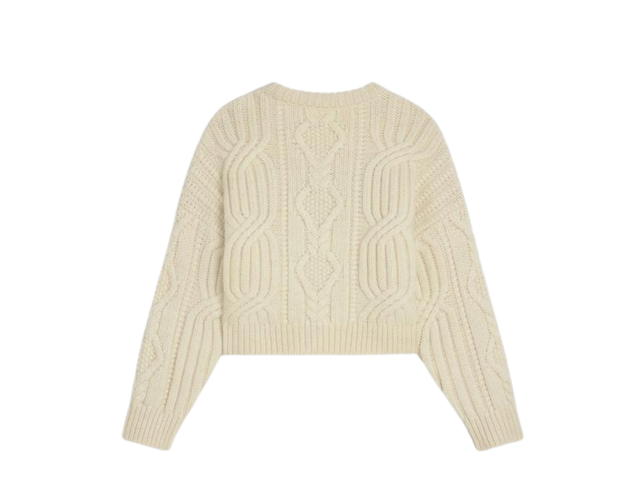 Celine Celine Triomphe Crew Neck Sweater In Aran Wool Ecru Navy - view 2