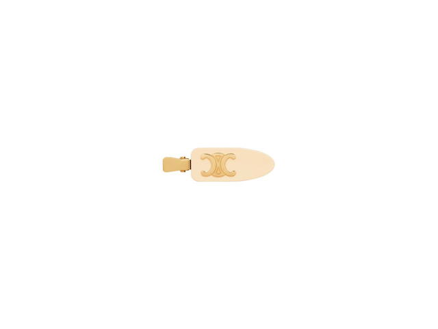 Celine Celine Triomphe Flat Hair Clip In Vanilla Acetate And Brass With Gold Finish And Steel - view 1
