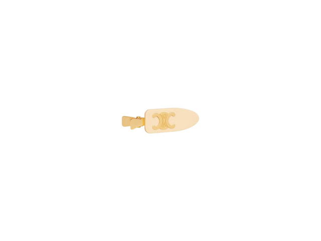 Celine Celine Triomphe Flat Hair Clip In Vanilla Acetate And Brass With Gold Finish And Steel - view 2