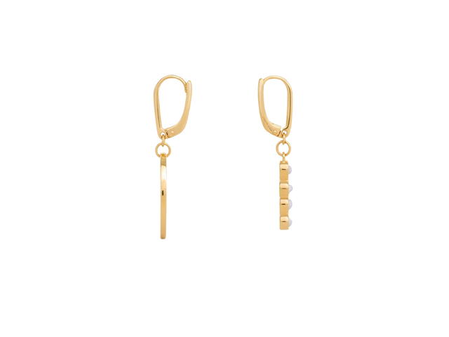 Celine Celine Triomphe Folk Earrings In Brass With Gold Finish And Resin Pearl Gold Ivory - view 3
