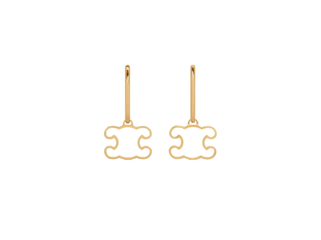 Celine Celine Triomphe Frame Earrings In Brass With Gold Finish Gold