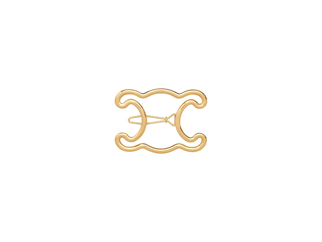 Celine Celine Triomphe Frame Hair Clip In Brass With Gold Finish Gold