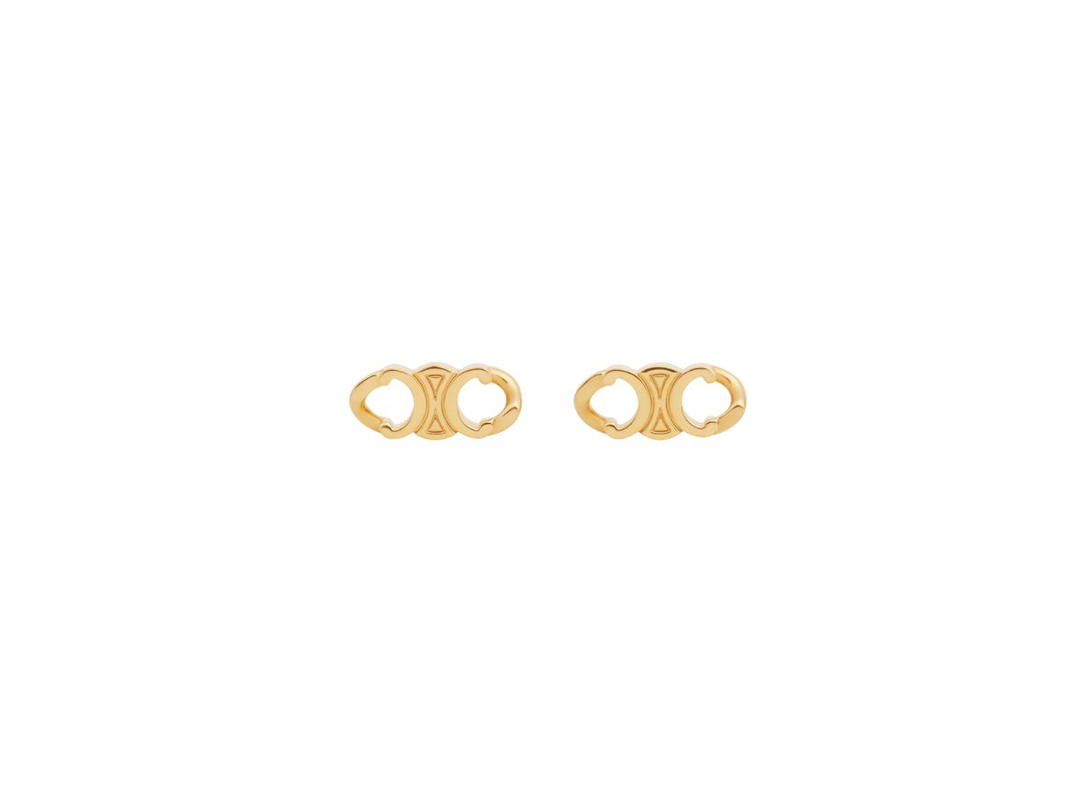 Celine Celine Triomphe Gourmette Studs In Brass With Gold Finish Gold