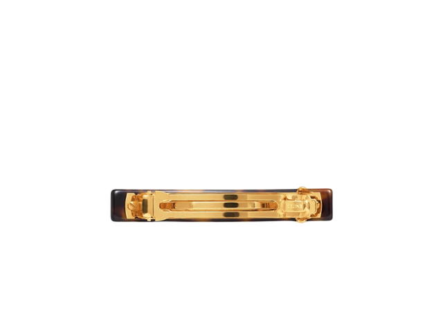 Celine Celine Triomphe Hair Clip In Dark Havana Acetate-Brass And Steel With Gold Finish - view 3