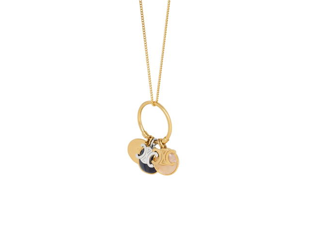 Celine Celine Triomphe Indie Charms Necklace In Brass With Gold And Silver Finish Rutilated Quartz And Hawk Eye Gold Multicolour - view 2