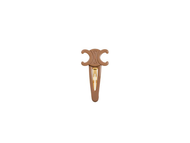 Celine Celine Triomphe Large Snap Hair Clip In Acetate And Steel With Gold Finish Milky Honey-Gold - view 1