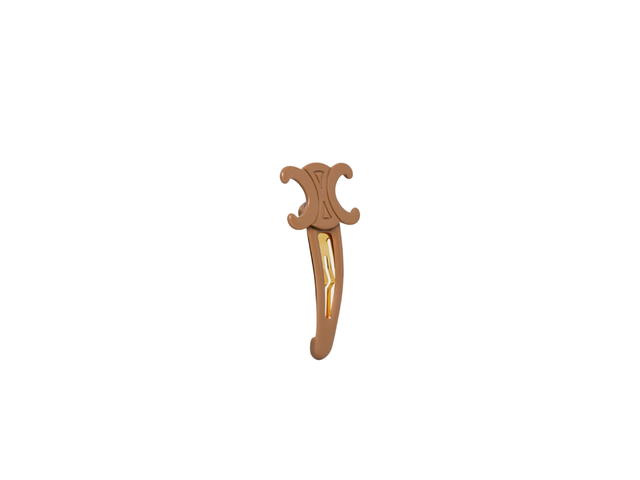 Celine Celine Triomphe Large Snap Hair Clip In Acetate And Steel With Gold Finish Milky Honey-Gold - view 2