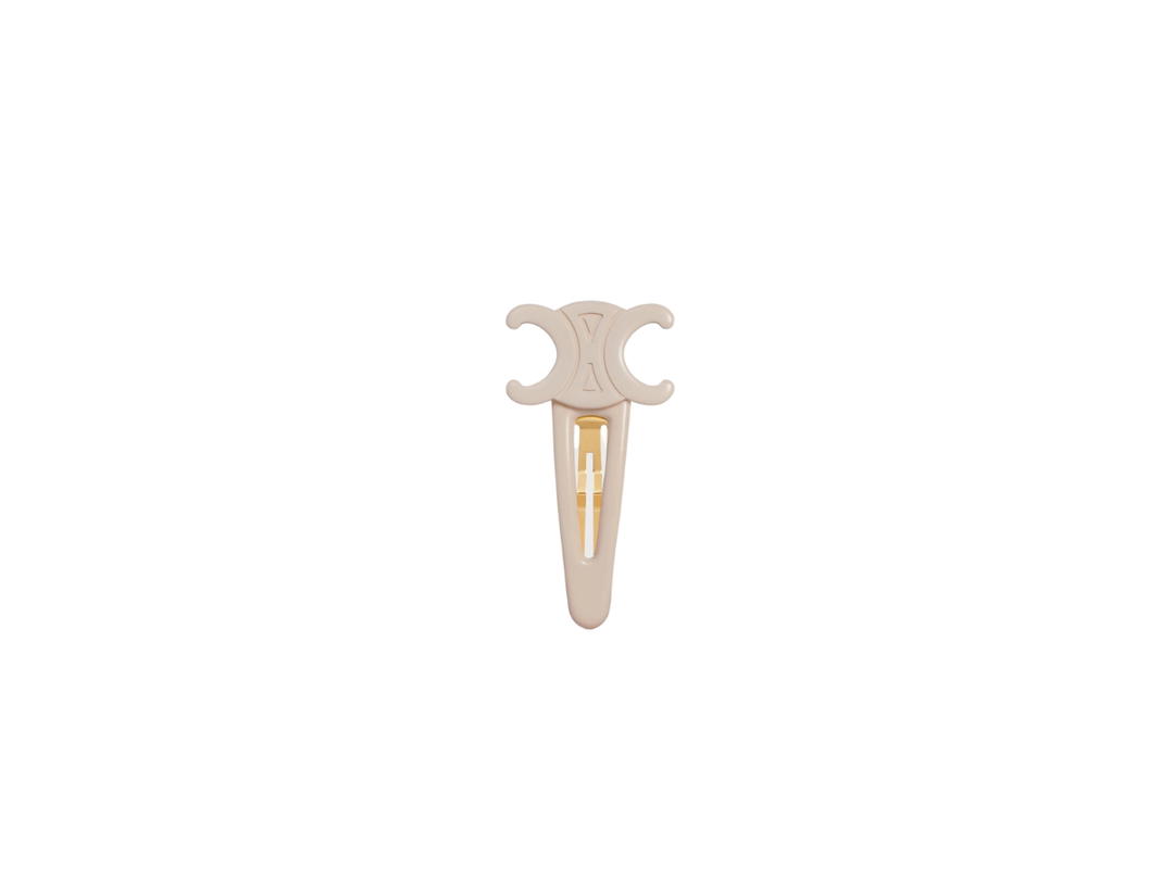 Celine Celine Triomphe Large Snap Hair Clip In Acetate And Steel With Gold Finish Ivory-Gold
