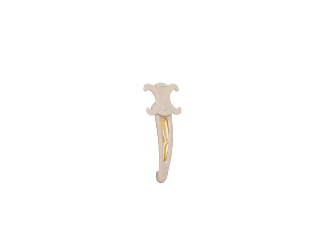 Celine Celine Triomphe Large Snap Hair Clip In Acetate And Steel With Gold Finish Ivory-Gold - view 2