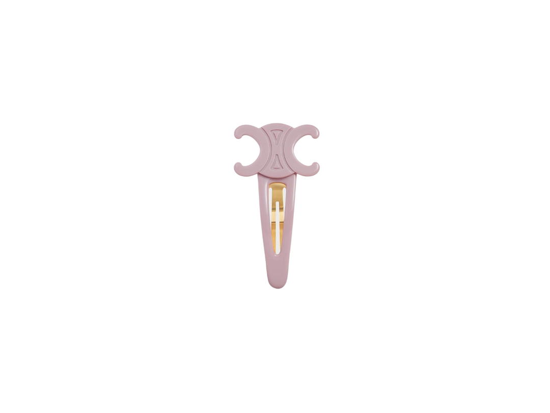 Celine Celine Triomphe Large Snap Hair Clip In Acetate And Steel With Gold Finish Pastel Pink-Gold