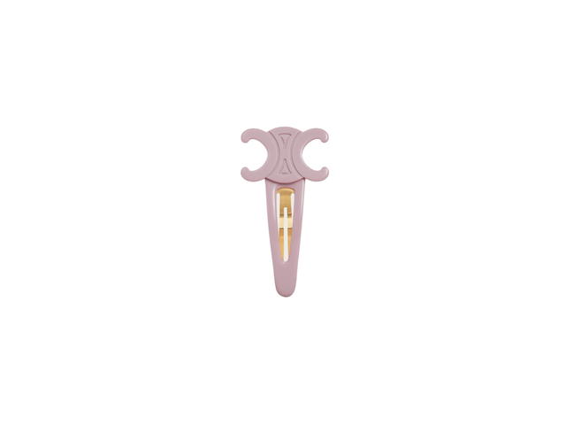 Celine Celine Triomphe Large Snap Hair Clip In Acetate And Steel With Gold Finish Pastel Pink-Gold - view 1