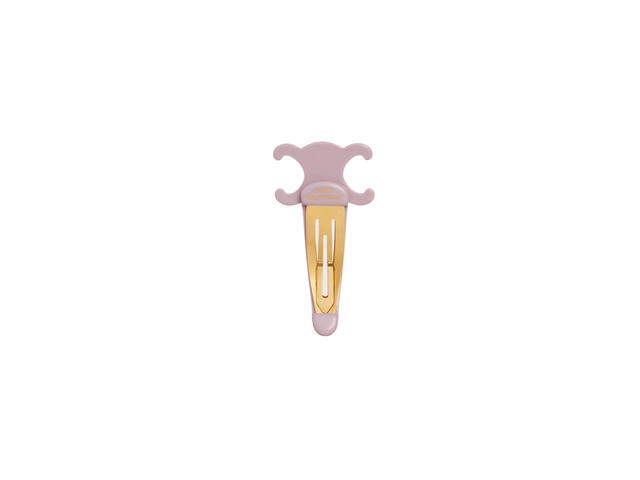 Celine Celine Triomphe Large Snap Hair Clip In Acetate And Steel With Gold Finish Pastel Pink-Gold - view 2