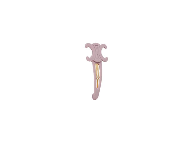 Celine Celine Triomphe Large Snap Hair Clip In Acetate And Steel With Gold Finish Pastel Pink-Gold - view 3