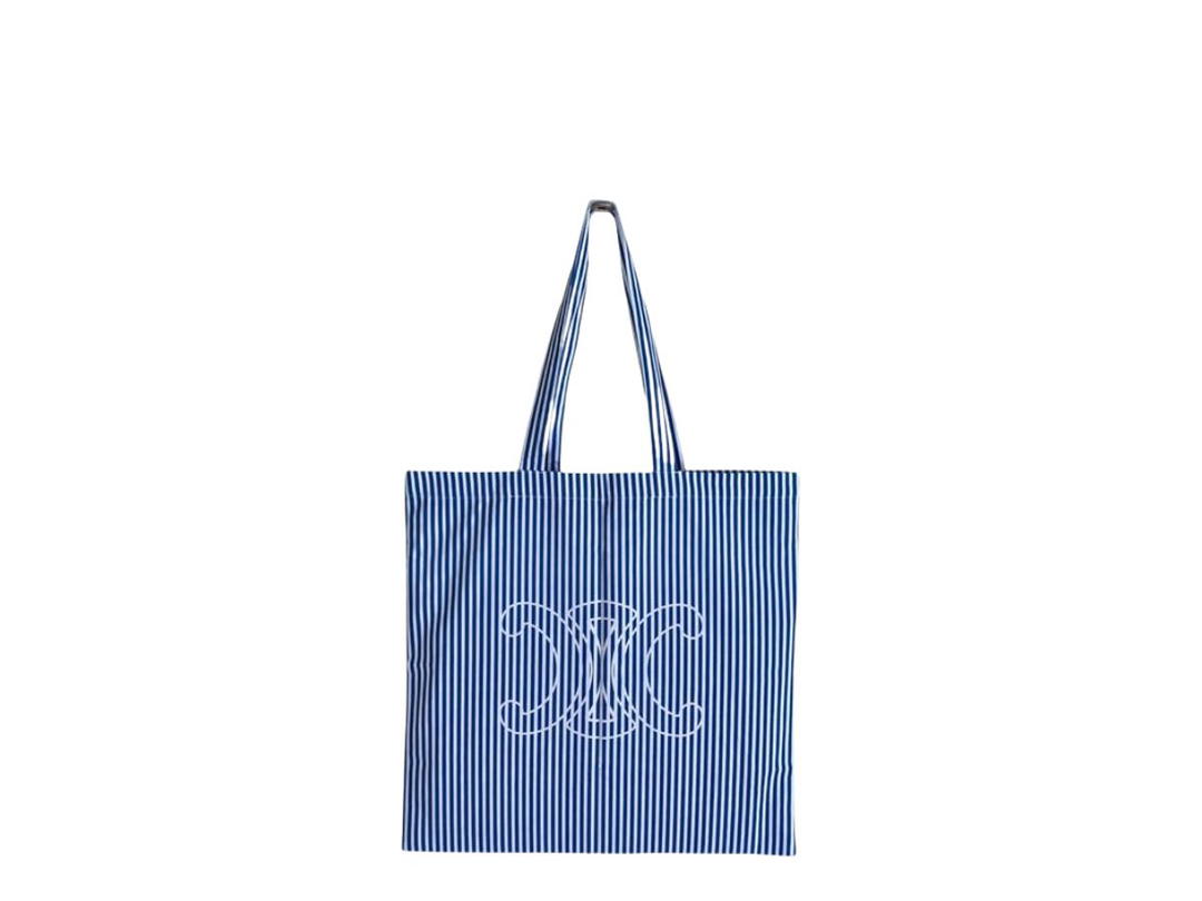 Celine Celine Triomphe Limited Gift Tote Bag In Cotton And Canvas Blue