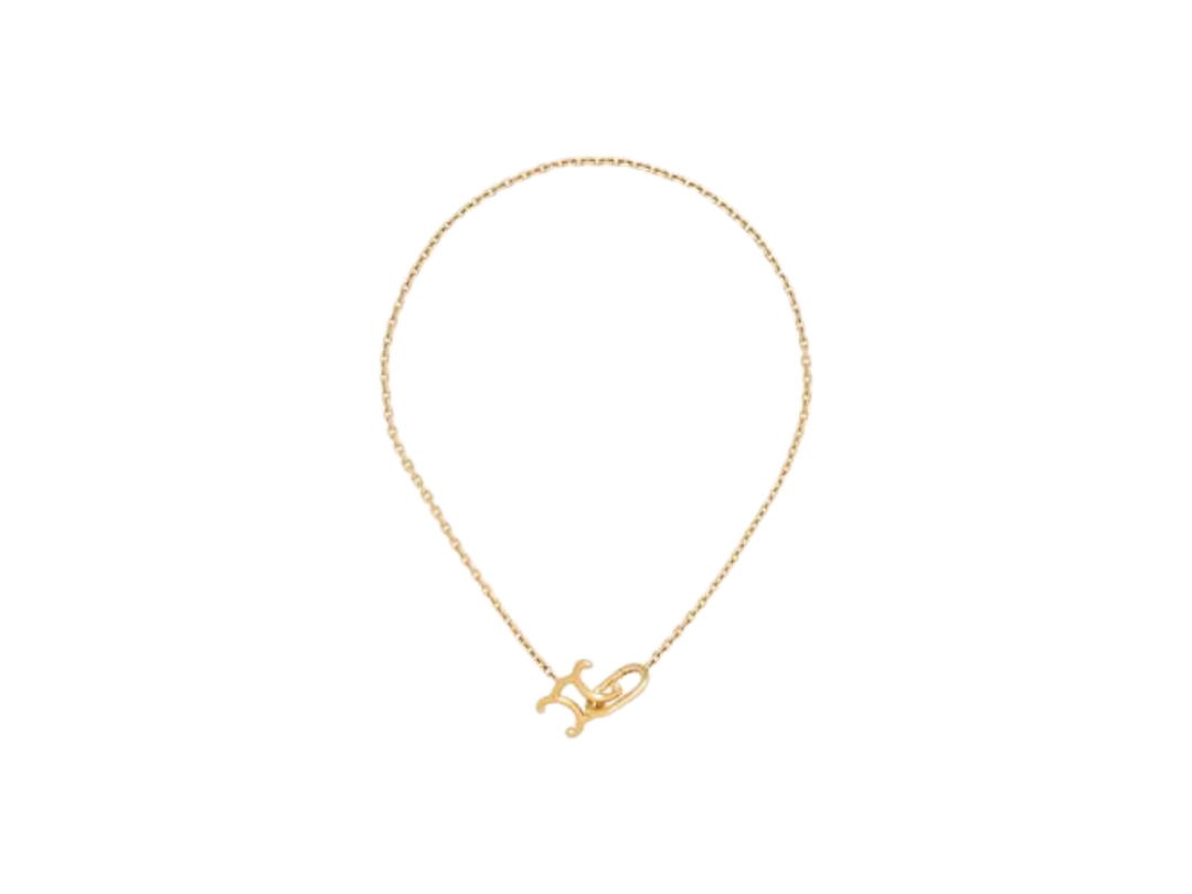 Celine Celine Triomphe Lock Necklace In Brass With Gold Finish