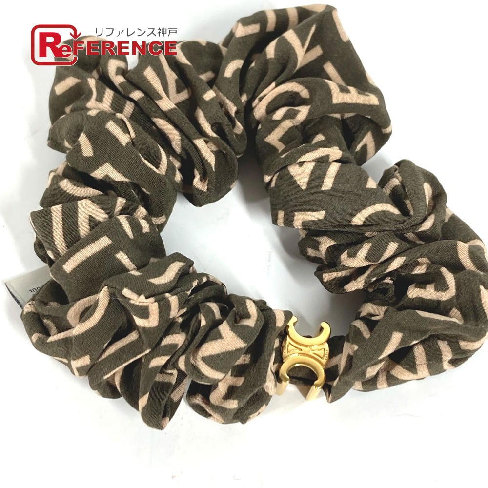 Celine CELINE Triomphe logo hair accessories hair rubber Scrunchie silk / Rubber khaki
