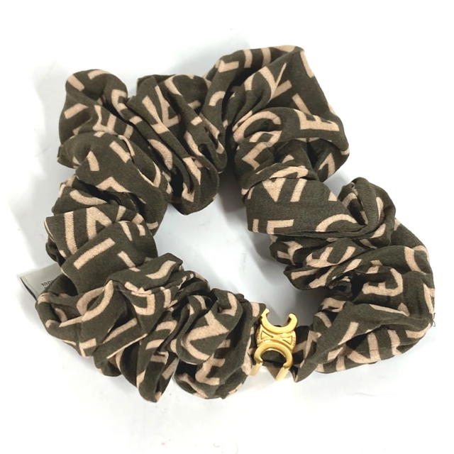 Celine CELINE Triomphe logo hair accessories hair rubber Scrunchie silk / Rubber khaki - view 3