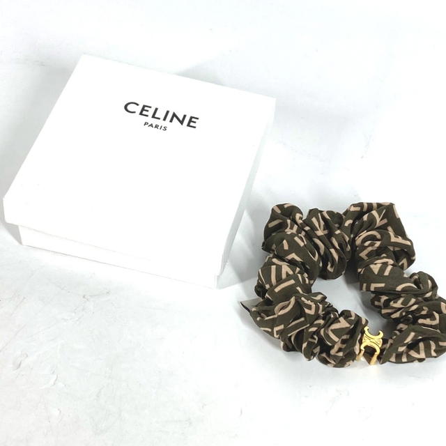 Celine CELINE Triomphe logo hair accessories hair rubber Scrunchie silk / Rubber khaki - view 4