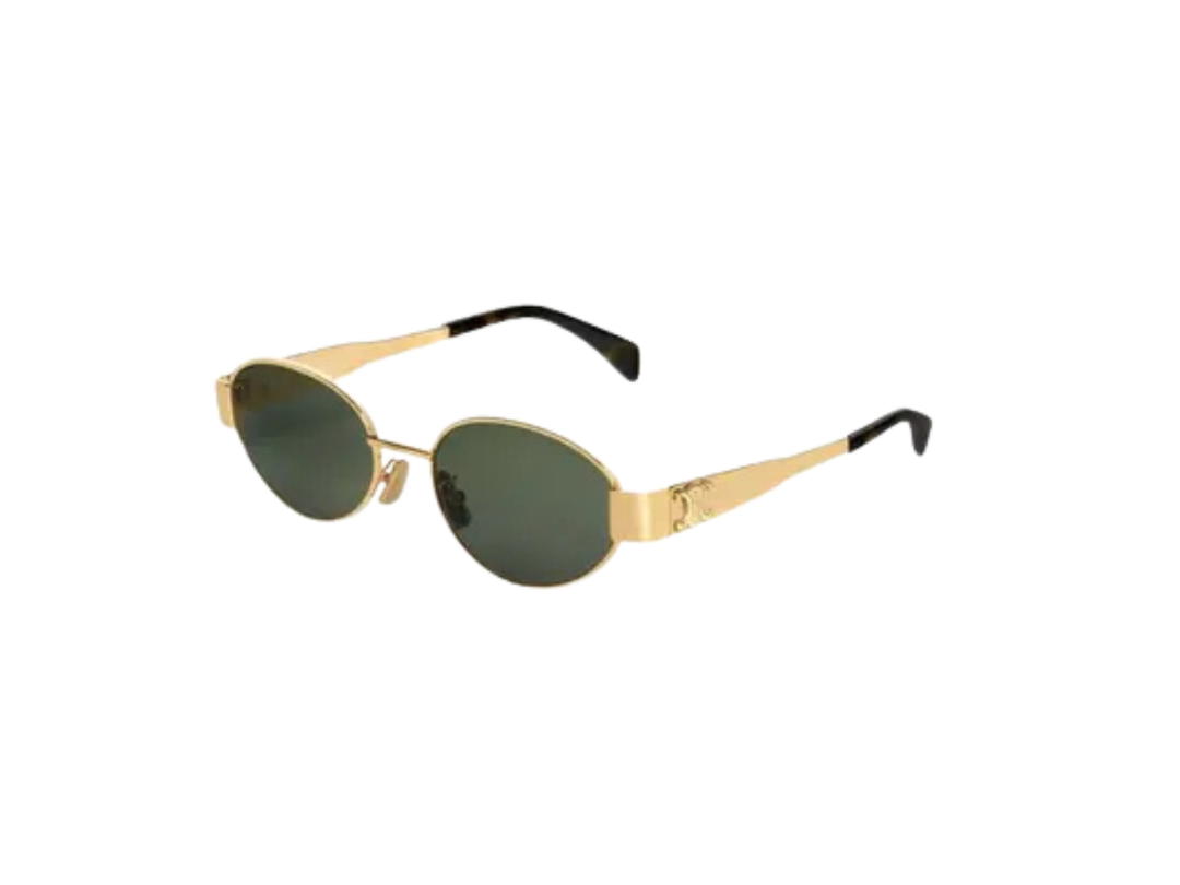 Celine Celine Triomphe Metal 01 Sunglasses In Metal Gold Green