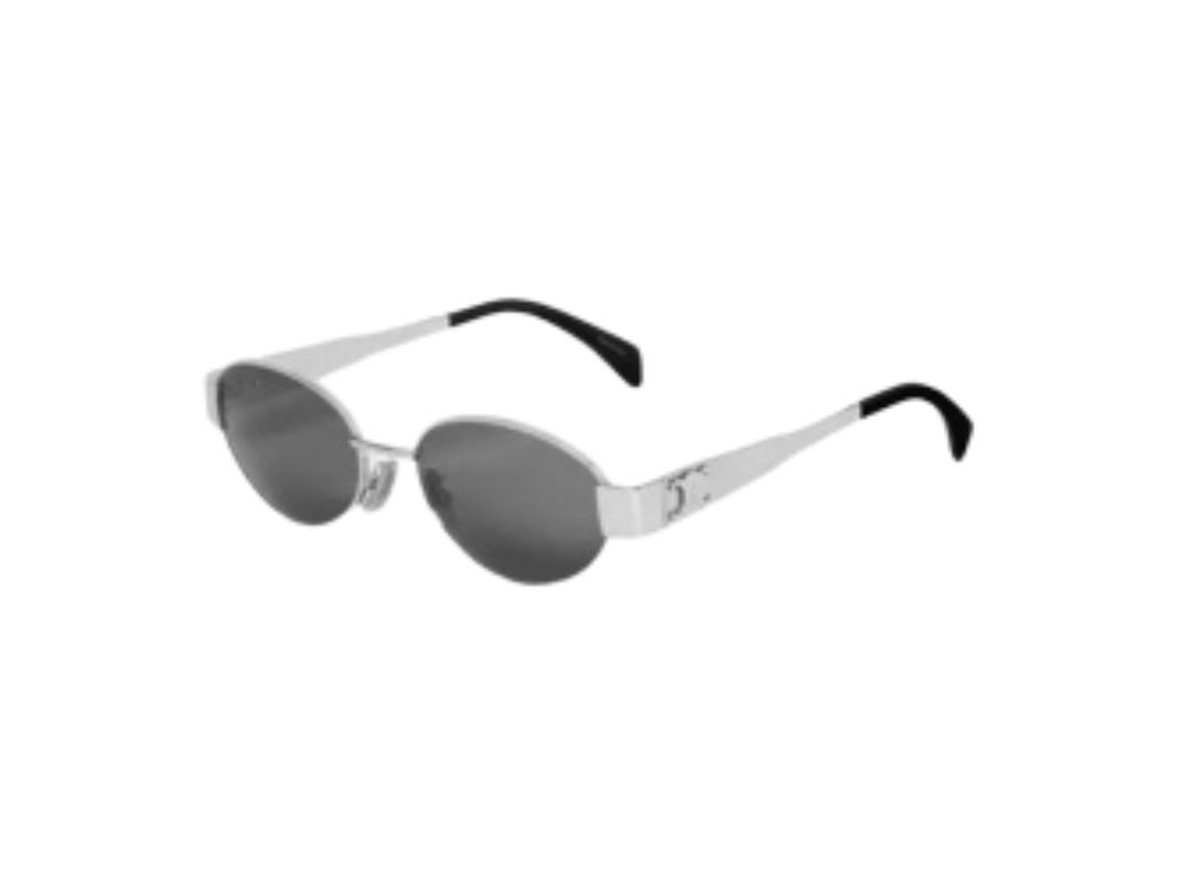 Celine Celine Triomphe Metal 01 Sunglasses In Metal Silver Smoke