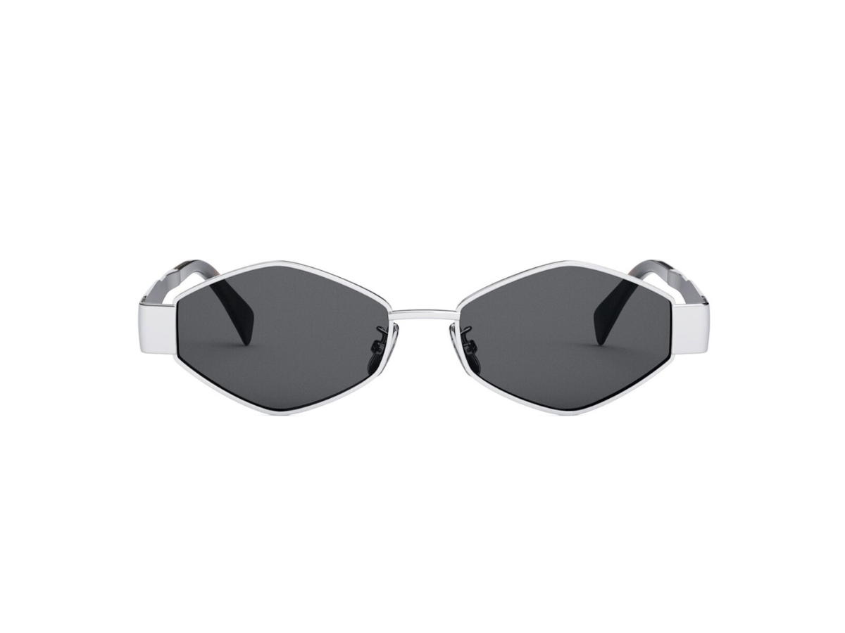 Celine Celine Triomphe Metal 02 Sunglasses In Metal Silver Smoke