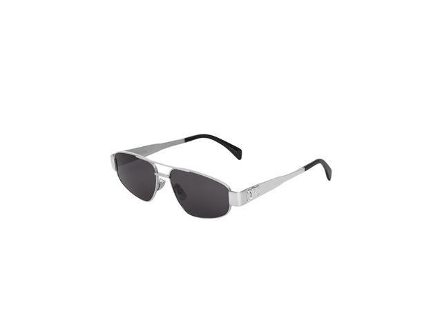 Celine Celine Triomphe Metal 03 Sunglasses In Metal - Silver/Smoke - view 2