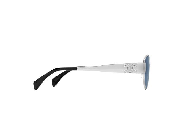 Celine Celine Triomphe Metal 04 Sunglasses In Metal Frame With Blue Lenses Silver - view 3